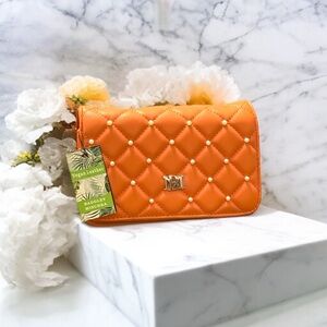 Badgley Mischka Orange Quilted Clutch